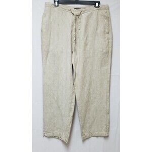 Women's Brandini 100% Linen Wide Leg Pants XL Beige Vacation Travel City PO Ex